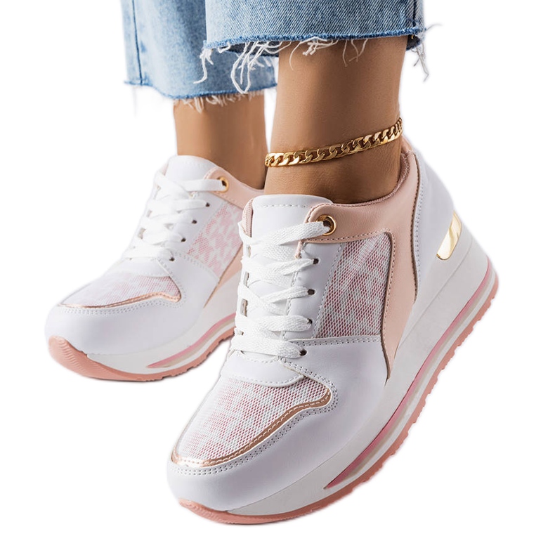 Pinkfarbene Sneaker mit Keilabsatz von Pouliotte rosa
