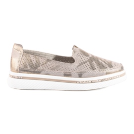 Shelovet leder gold durchbrochene schuhe golden