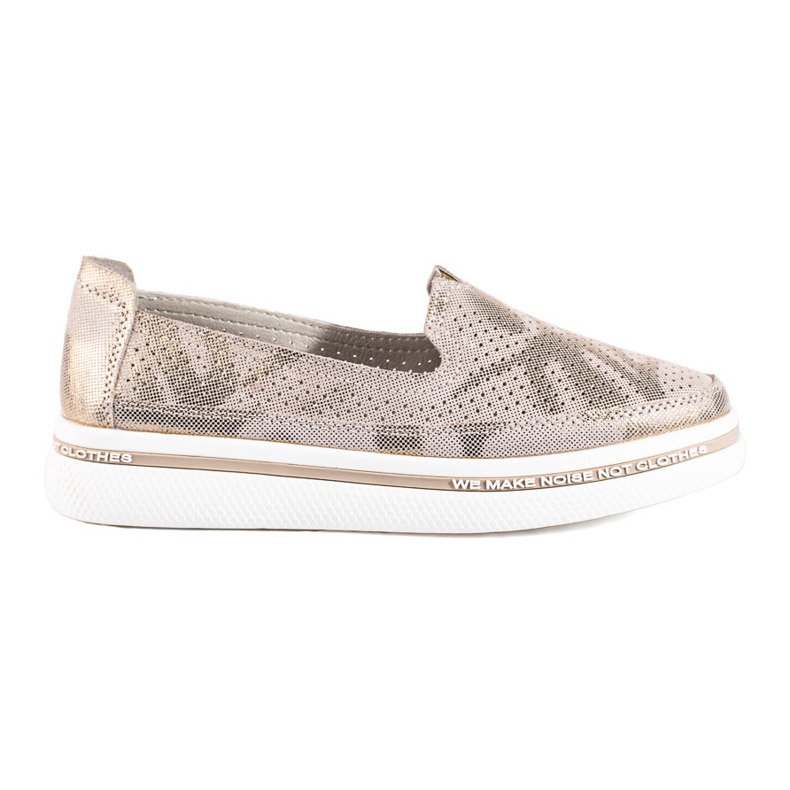 Shelovet leder gold durchbrochene schuhe golden