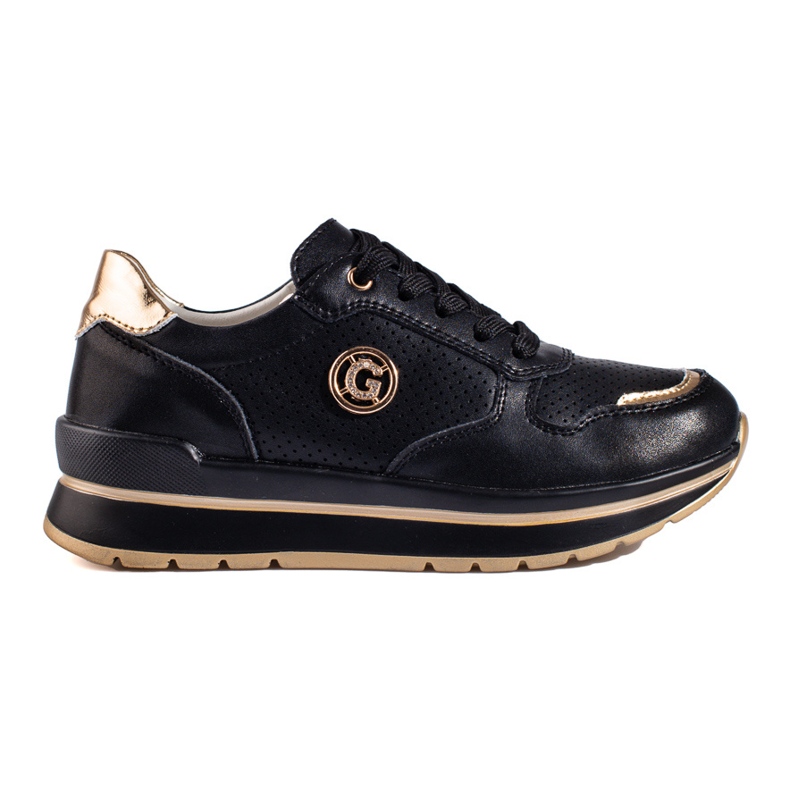 Schwarze Lederturnschuhe auf der Shelovet-Plattform