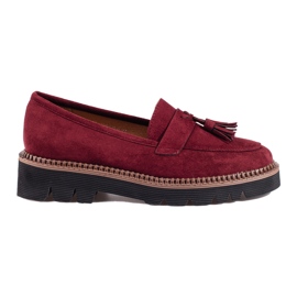 Vinceza kastanienbraune Wildleder-Loafer mit Quasten rot