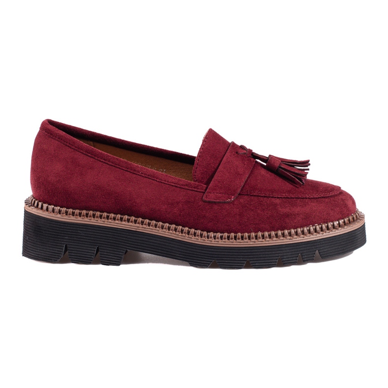 Vinceza kastanienbraune Wildleder-Loafer mit Quasten rot