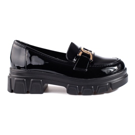 Schwarze Loafer aus Lackleder mit Shelovet-Verzierung