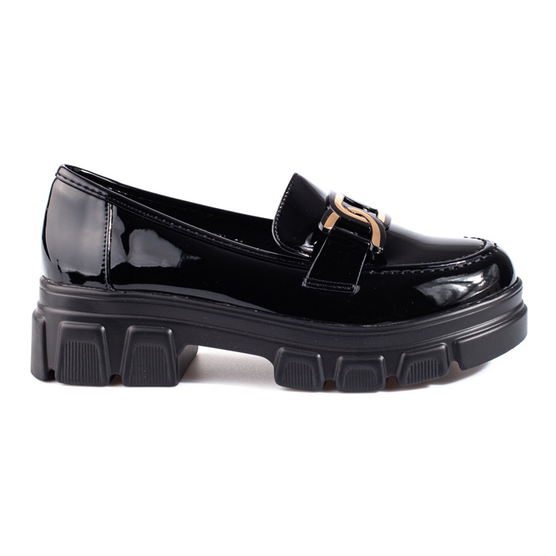 Schwarze Loafer aus Lackleder mit Shelovet-Verzierung