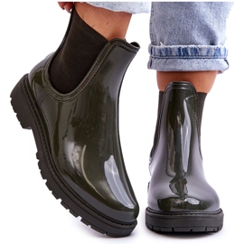 BM Damen-Galoschen-Chelsea-Stiefel zum Hineinschlüpfen in Dunkelgrün Larone