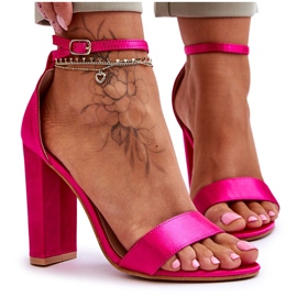 Satin High Heel Sandaletten Fuchsia Linsy rosa