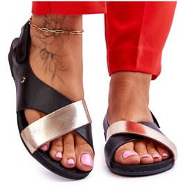 Lemar Ledersandalen mit Addison in Schwarz und Gold