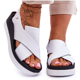 Lemar Weiße Keilsandalen aus Leder von Morgan