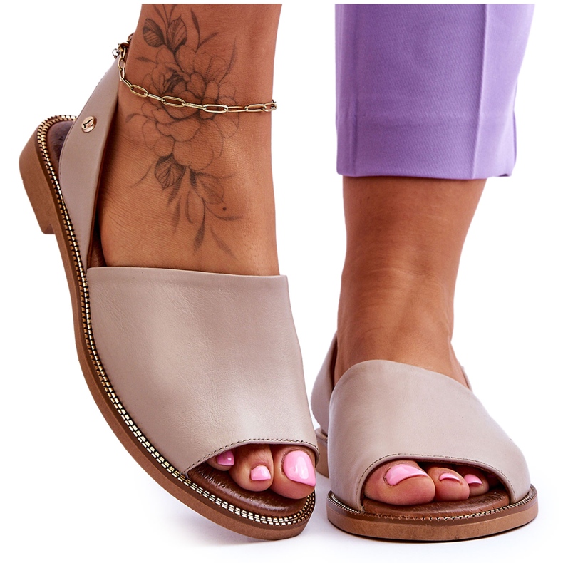 Lemar Alivia Beige Leder Slip On Sandalen