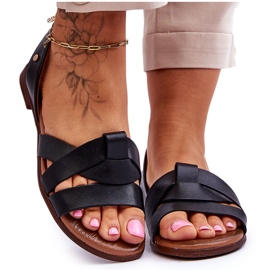 Zazoo Bequeme Slip-On-Sandalen aus schwarzem Kayla-Leder