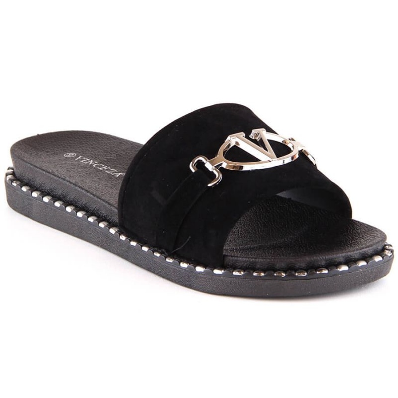 Vinceza W 30183 schwarze Hausschuhe mit Dekoration