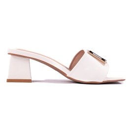 Damenhausschuhe mit niedrigem Absatz Shelovet weiß