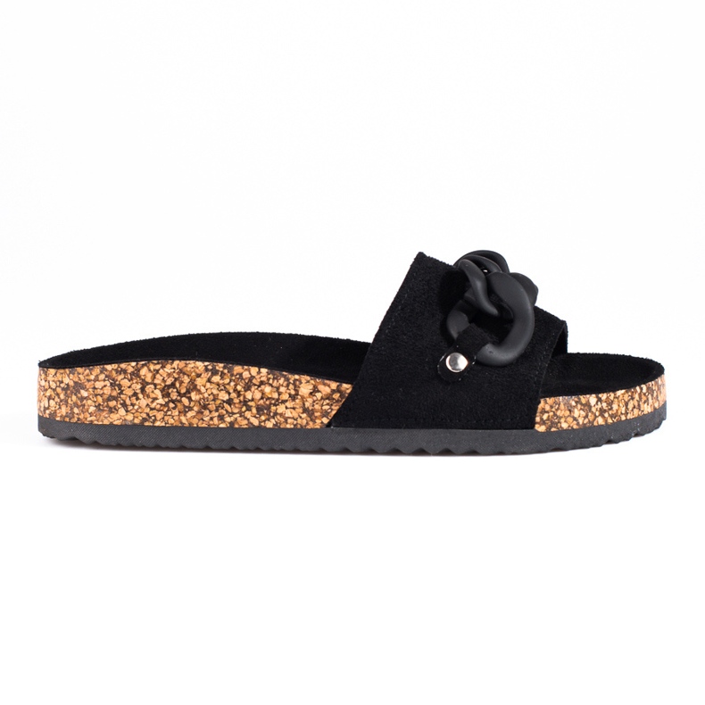 W. Potocki Schwarze Wildlederhausschuhe für Damen mit Potocki-Kette