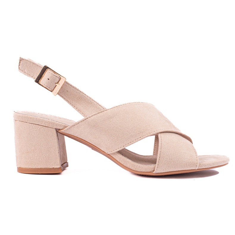 Beige Wildledersandalen mit hohem Absatz von Shelovet