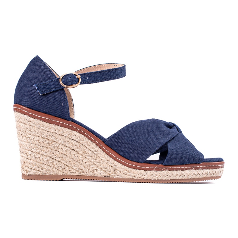 Marineblaue Espadrille-Sandalen mit Keilabsatz von Shelovet