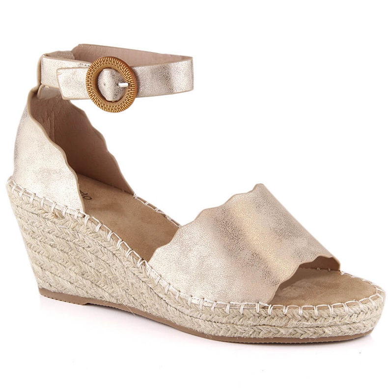 Damen Espadrilles Gold eVento 5425 Keilsandalen golden