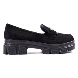 Schwarze Wildleder-Loafer auf der Plattform Shelovet