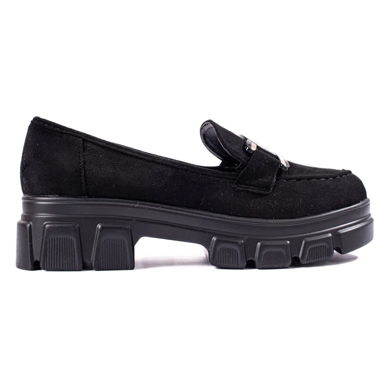 Schwarze Wildleder-Loafer auf der Plattform Shelovet