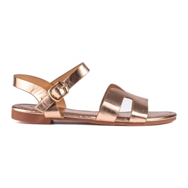 Flache Sandalen von Shelovet in Gold golden