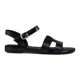 Shelovet schwarze flache Sandalen