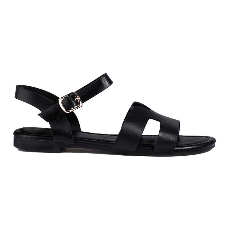 Shelovet schwarze flache Sandalen