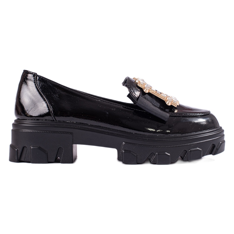 W. Potocki Schwarz lackierte Mokassins auf dicker Sohle von T.Potocki