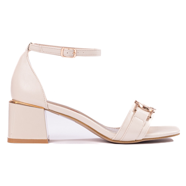 Damen-Sandalen von Shelovet mit Blockabsatz in Beige