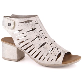 Bequeme Sandalen mit durchbrochenem Absatz Rieker 64676-60 silber-