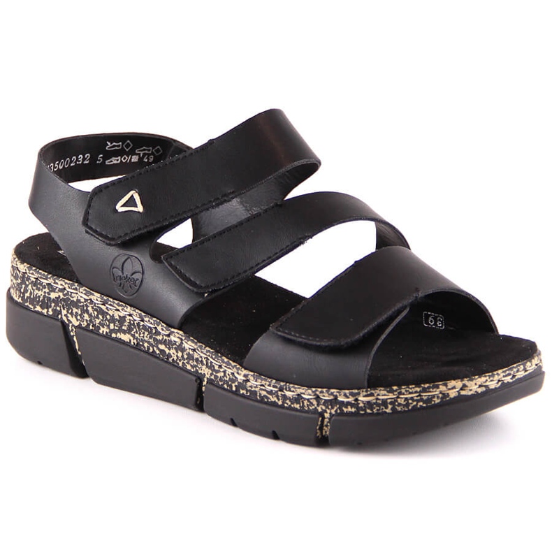 Bequeme Damen-Sandale auf schwarzem Klett-Plateau Rieker V2301-00