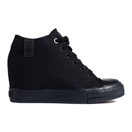 Schwarze Damensneaker mit verstecktem Big Star Keil LL274034