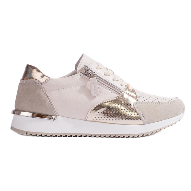 Shelvt Damen-Sportschuhe aus Leder, Beige