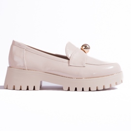 Lackierte Loafer mit Goldverzierung Shelovet beige