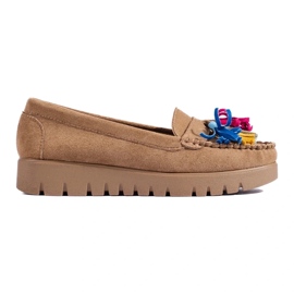 W. Potocki Potocki Wildleder-Boho-Loafer mit Quasten beige