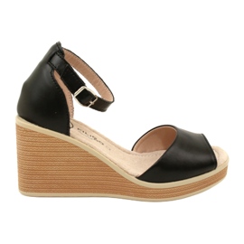 Filippo DS4507 BK Keilsandaletten aus Leder Schwarz