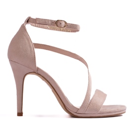 Beige Damensandalen mit hohem Absatz von Shelovet