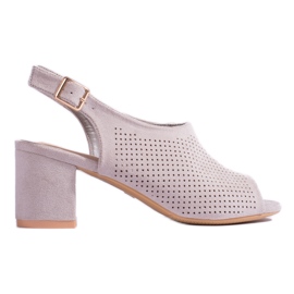 W. Potocki Shelovet grau durchbrochene Sandaletten mit hohem Absatz