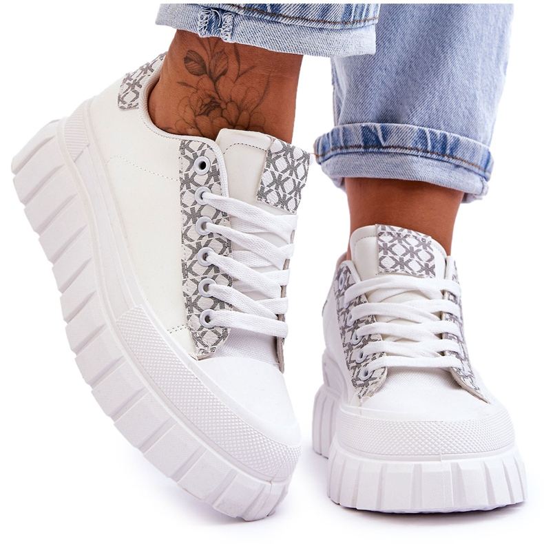 PG1 Damen-Leder-Plateau-Turnschuhe Weiß Alison