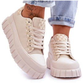 PG1 Plateau-Turnschuhe aus Leder für Damen Beige Alison