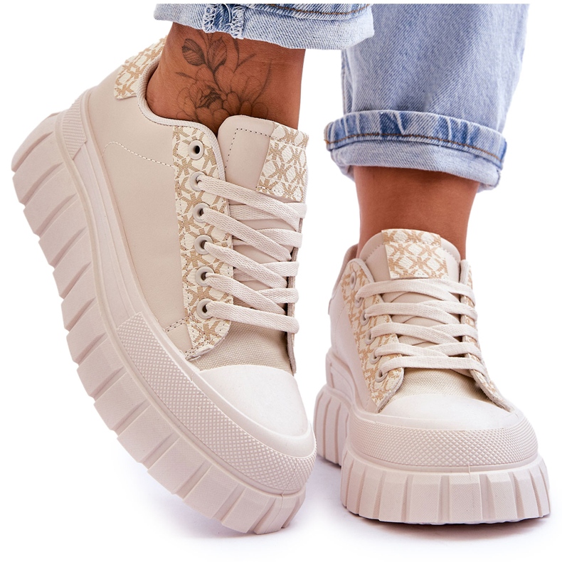 PG1 Plateau-Turnschuhe aus Leder für Damen Beige Alison