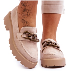 Wildleder Damen Mokassins S.Barski HX52-222 Beige