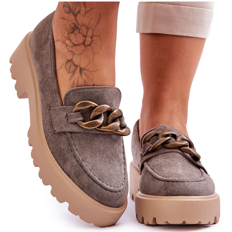 Damen Wildleder Slipper S.Barski HX52-222 Grau