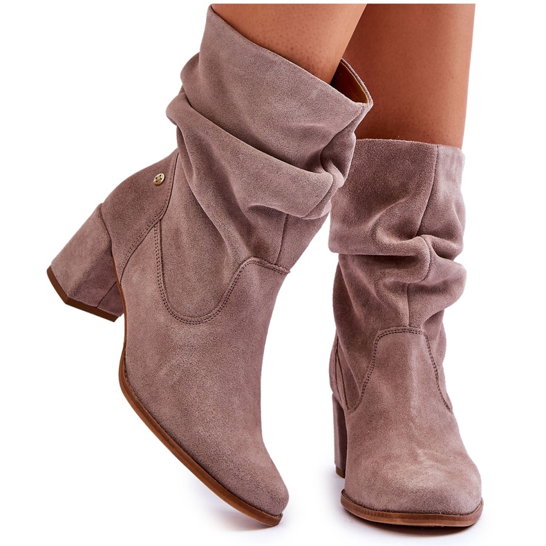 Maciejka Suede Slip-On Boots 06005-10 Dunkelbeige