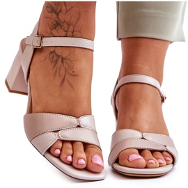 Sergio Leone SK898 Sandalen mit niedrigem Absatz Beige