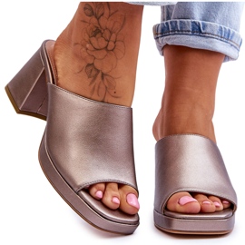 Modischer Sergio Leone High Heel Slipper KL322 Dunkelsilber