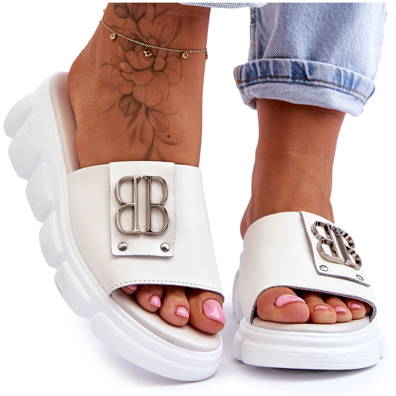 Vinceza Plateau-Hausschuhe für Damen mit beiger Monroe-Dekoration