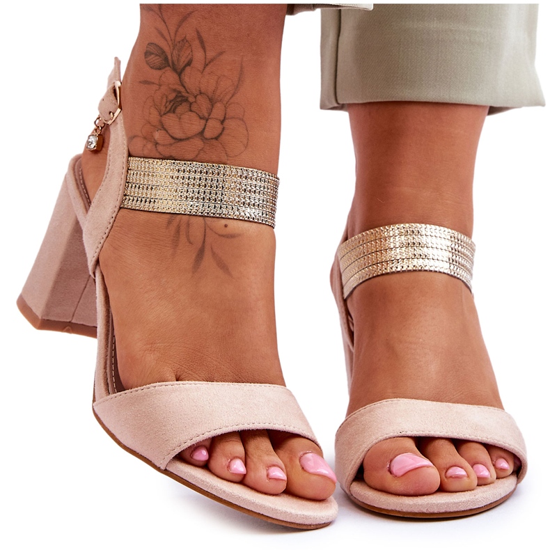 S.Barski Damensandalen auf High Heel Wildleder Beige Genießen