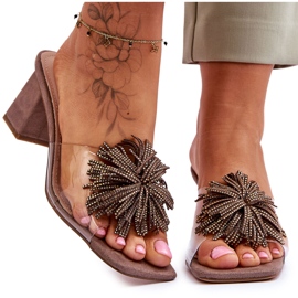 Modischer transparenter High Heel Slipper S.Barski KV-AP658-1 Braun