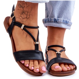 Damen Flache Sandalen S.Barski KV-541-120 Schwarz