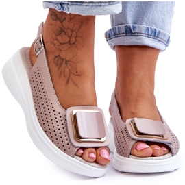 Durchbrochene Ledersandalen S.Barski BN291 Pink rosa