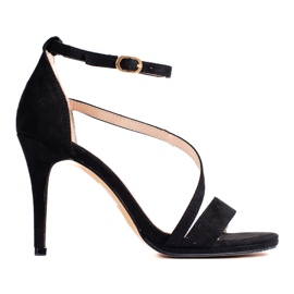 Schwarze Damensandalen von Shelovet mit hohem Absatz